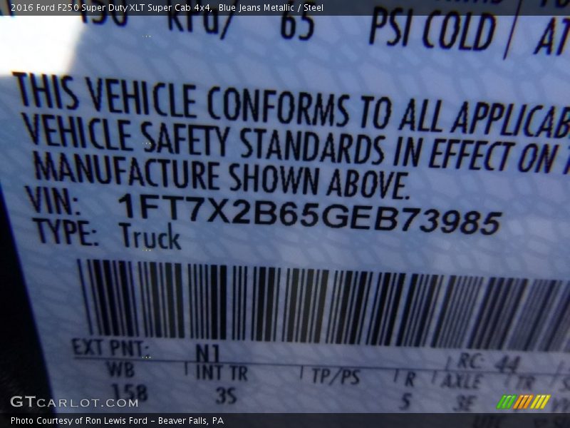 Blue Jeans Metallic / Steel 2016 Ford F250 Super Duty XLT Super Cab 4x4