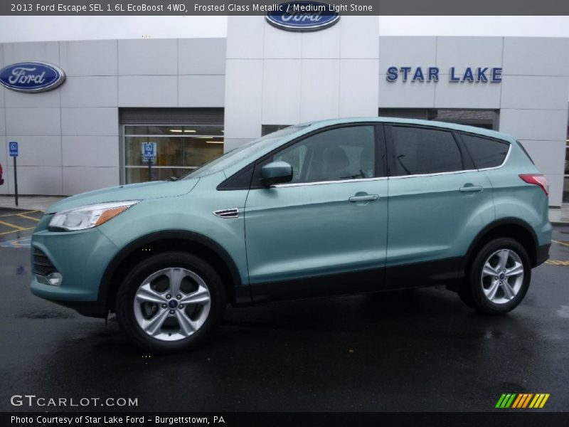Frosted Glass Metallic / Medium Light Stone 2013 Ford Escape SEL 1.6L EcoBoost 4WD