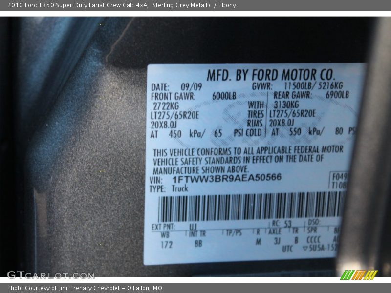 Sterling Grey Metallic / Ebony 2010 Ford F350 Super Duty Lariat Crew Cab 4x4
