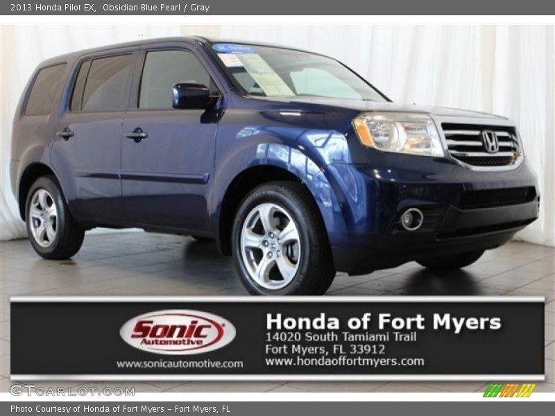 Obsidian Blue Pearl / Gray 2013 Honda Pilot EX