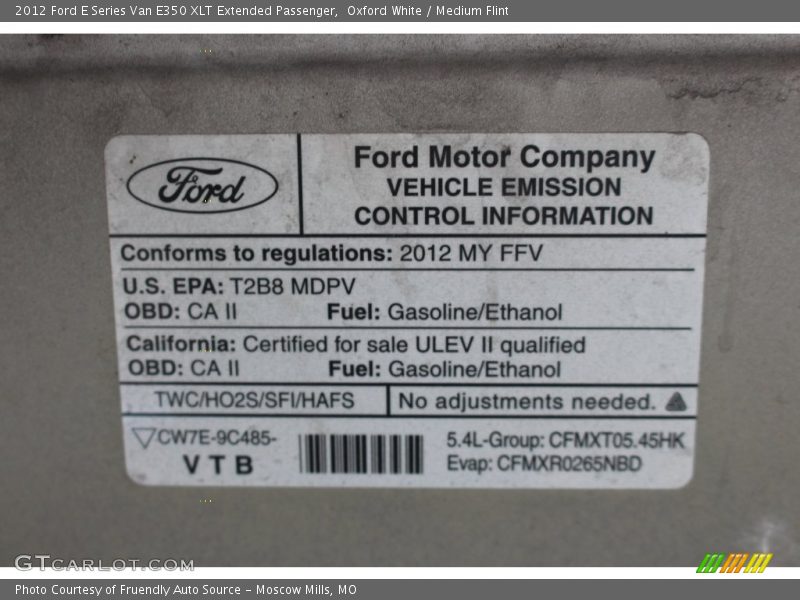 Oxford White / Medium Flint 2012 Ford E Series Van E350 XLT Extended Passenger