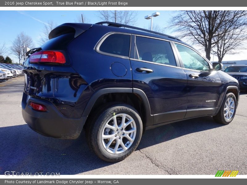 True Blue Pearl / Black/Light Frost Beige 2016 Jeep Cherokee Sport