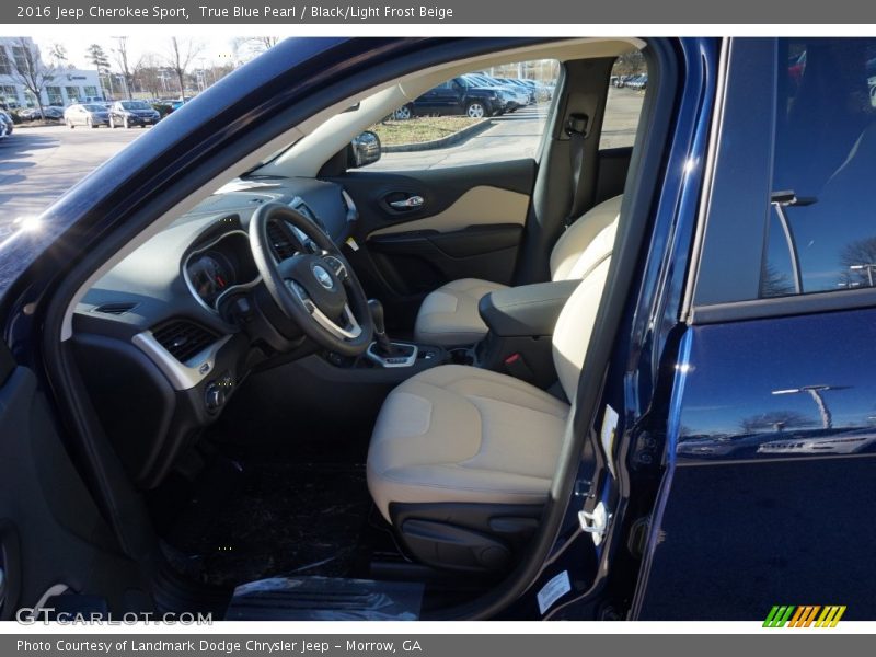 True Blue Pearl / Black/Light Frost Beige 2016 Jeep Cherokee Sport