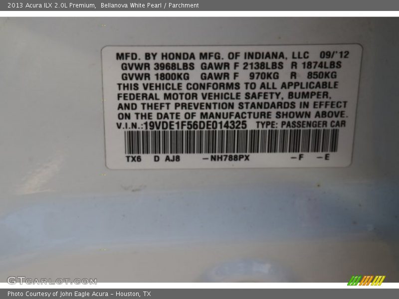 Bellanova White Pearl / Parchment 2013 Acura ILX 2.0L Premium