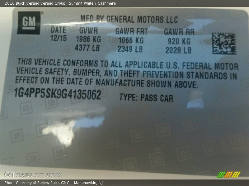 Summit White / Cashmere 2016 Buick Verano Verano Group