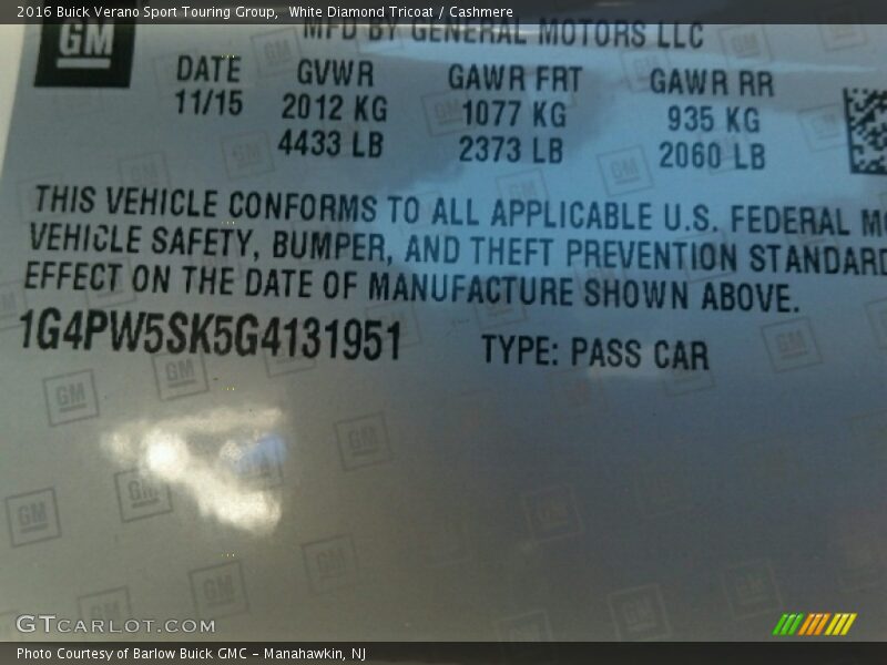 White Diamond Tricoat / Cashmere 2016 Buick Verano Sport Touring Group