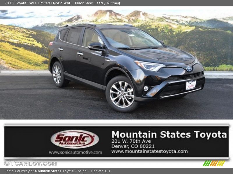 Black Sand Pearl / Nutmeg 2016 Toyota RAV4 Limited Hybrid AWD