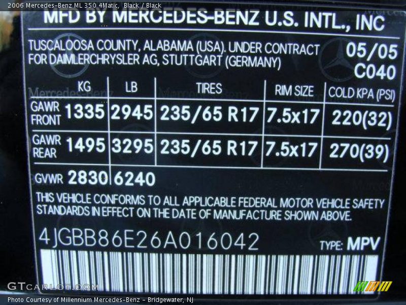 Black / Black 2006 Mercedes-Benz ML 350 4Matic