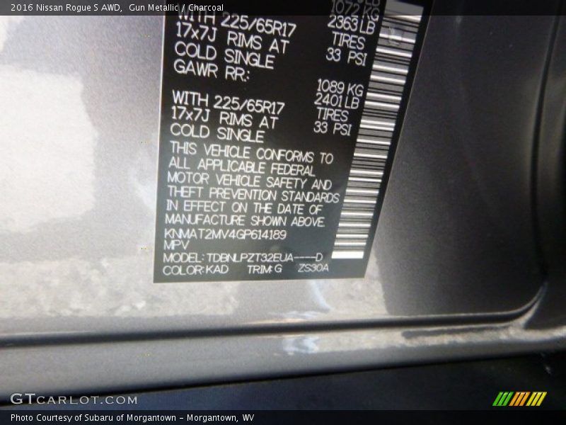 Gun Metallic / Charcoal 2016 Nissan Rogue S AWD