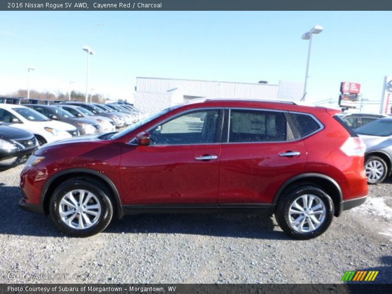 Cayenne Red / Charcoal 2016 Nissan Rogue SV AWD