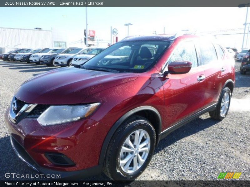 Cayenne Red / Charcoal 2016 Nissan Rogue SV AWD