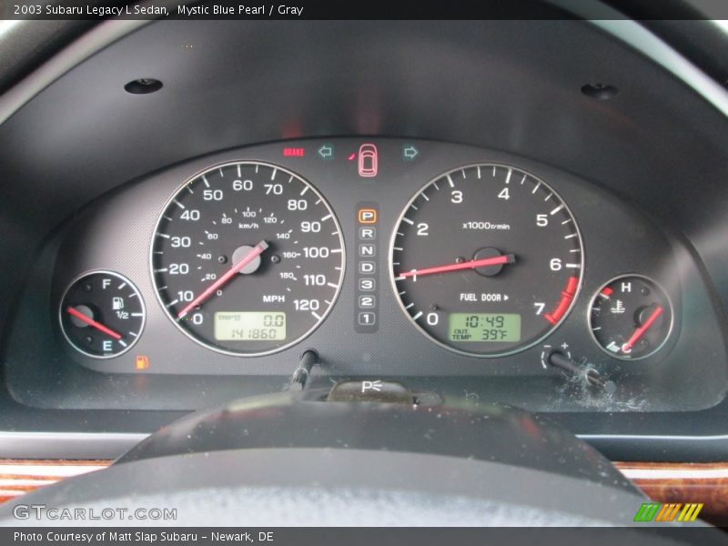 Mystic Blue Pearl / Gray 2003 Subaru Legacy L Sedan