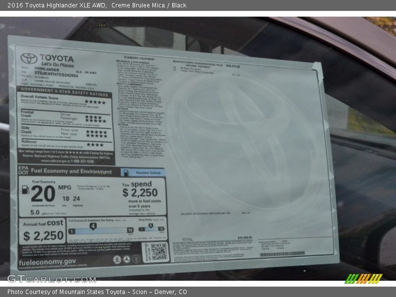 Creme Brulee Mica / Black 2016 Toyota Highlander XLE AWD