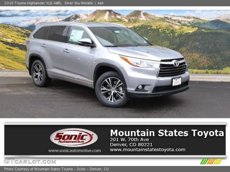Silver Sky Metallic / Ash 2016 Toyota Highlander XLE AWD