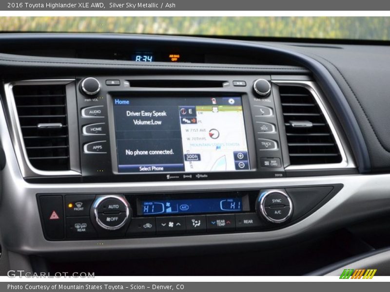 Silver Sky Metallic / Ash 2016 Toyota Highlander XLE AWD