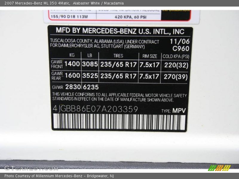 Alabaster White / Macadamia 2007 Mercedes-Benz ML 350 4Matic
