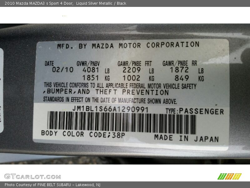 Liquid Silver Metallic / Black 2010 Mazda MAZDA3 s Sport 4 Door