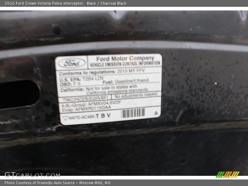 Black / Charcoal Black 2010 Ford Crown Victoria Police Interceptor