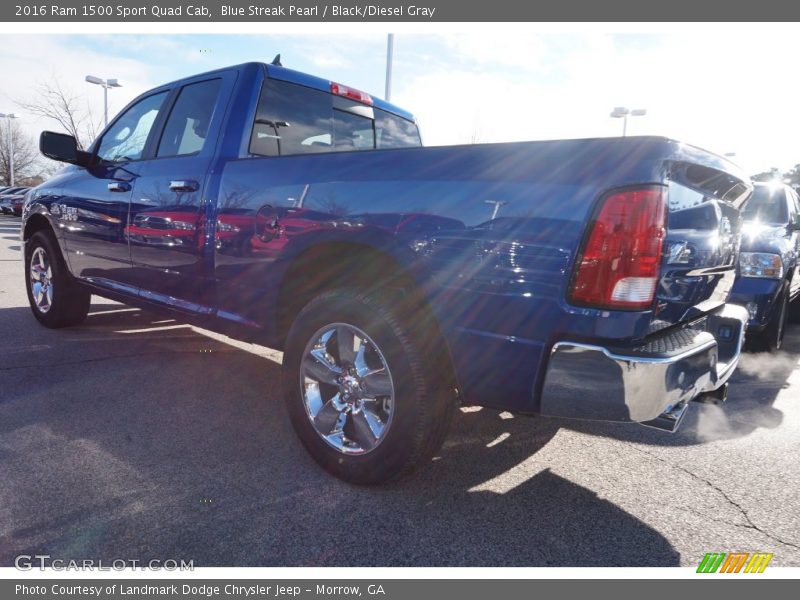 Blue Streak Pearl / Black/Diesel Gray 2016 Ram 1500 Sport Quad Cab
