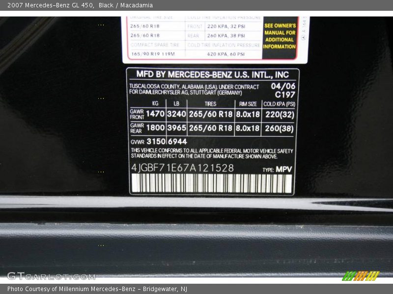 Black / Macadamia 2007 Mercedes-Benz GL 450