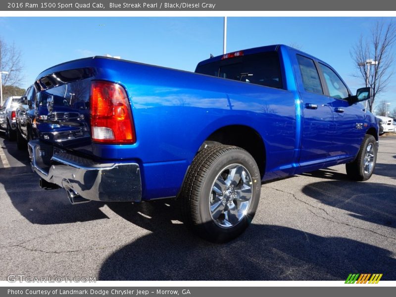 Blue Streak Pearl / Black/Diesel Gray 2016 Ram 1500 Sport Quad Cab