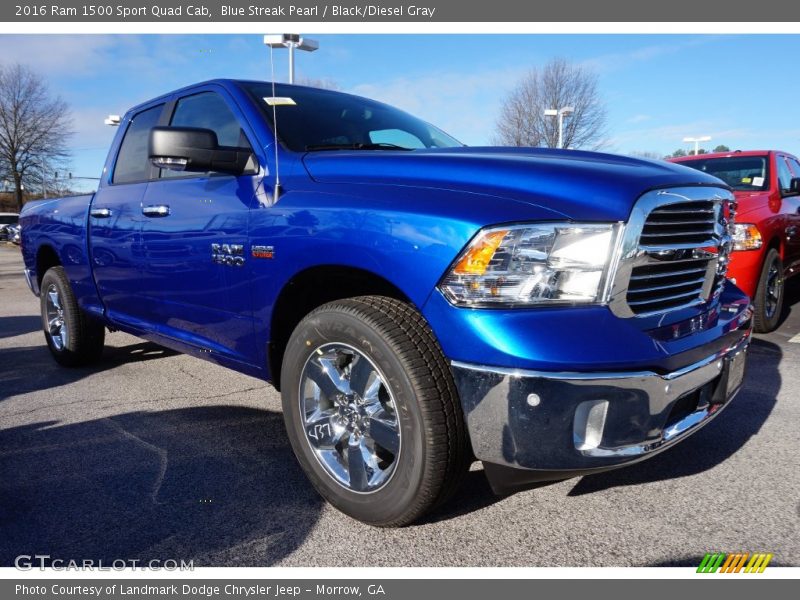 Blue Streak Pearl / Black/Diesel Gray 2016 Ram 1500 Sport Quad Cab
