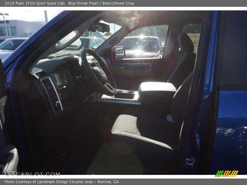 Blue Streak Pearl / Black/Diesel Gray 2016 Ram 1500 Sport Quad Cab