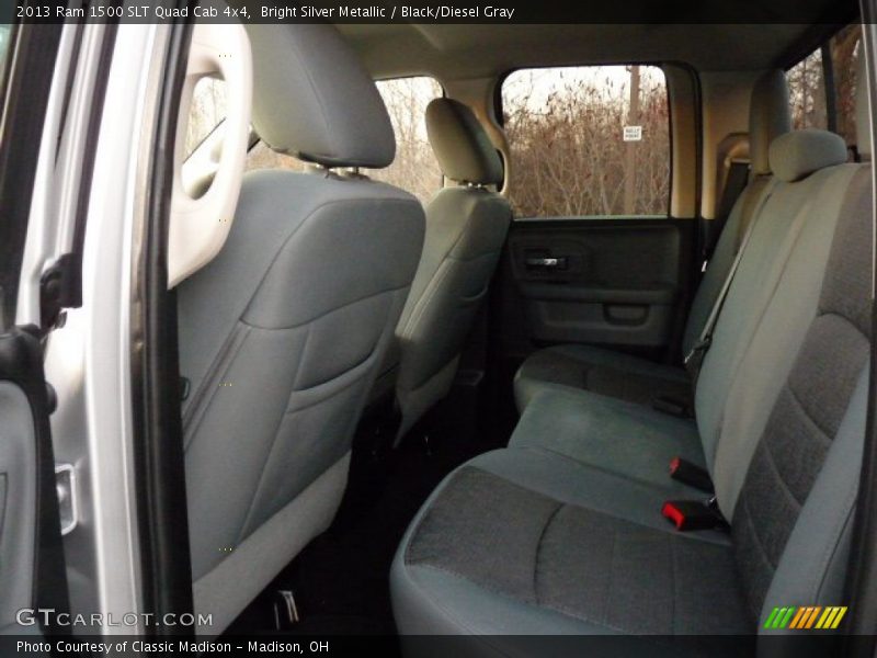 Bright Silver Metallic / Black/Diesel Gray 2013 Ram 1500 SLT Quad Cab 4x4