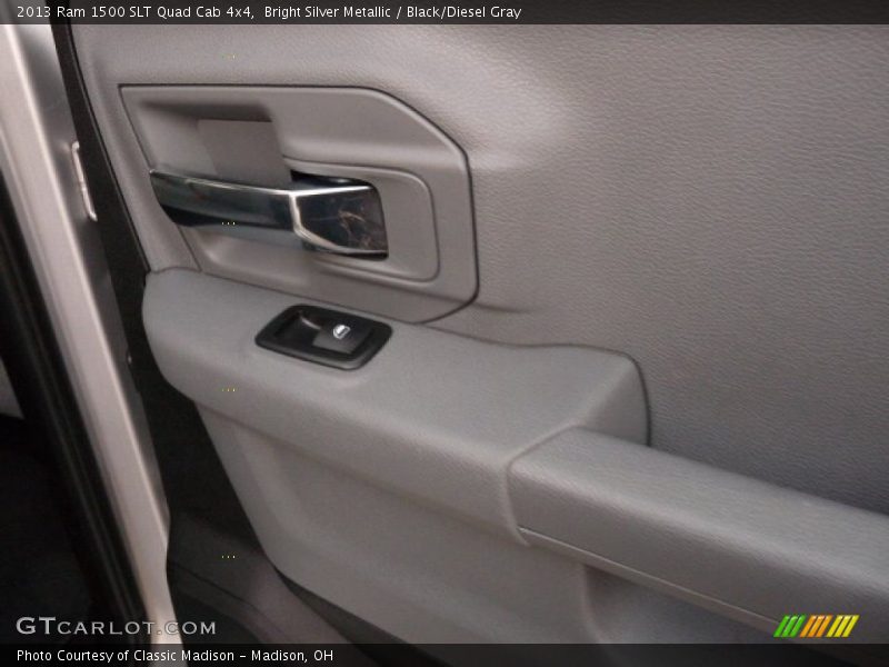 Bright Silver Metallic / Black/Diesel Gray 2013 Ram 1500 SLT Quad Cab 4x4