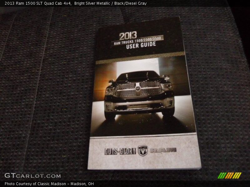 Bright Silver Metallic / Black/Diesel Gray 2013 Ram 1500 SLT Quad Cab 4x4