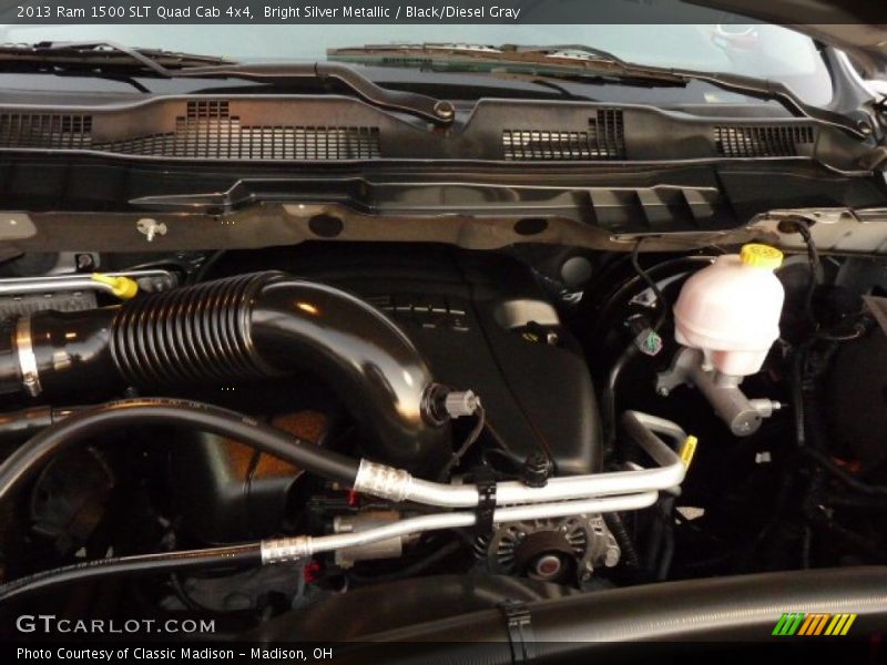 Bright Silver Metallic / Black/Diesel Gray 2013 Ram 1500 SLT Quad Cab 4x4