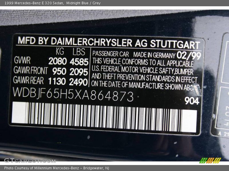 Midnight Blue / Grey 1999 Mercedes-Benz E 320 Sedan
