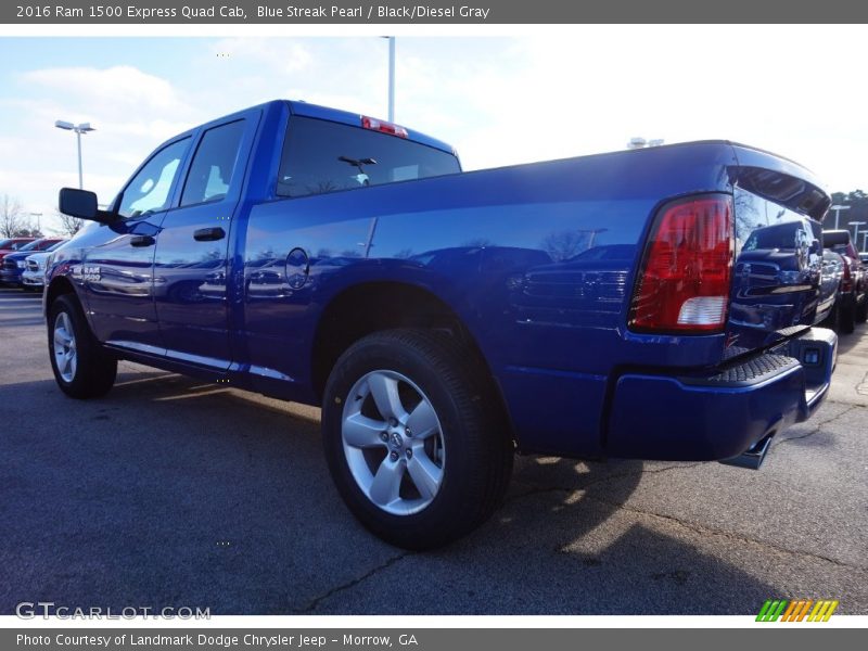 Blue Streak Pearl / Black/Diesel Gray 2016 Ram 1500 Express Quad Cab