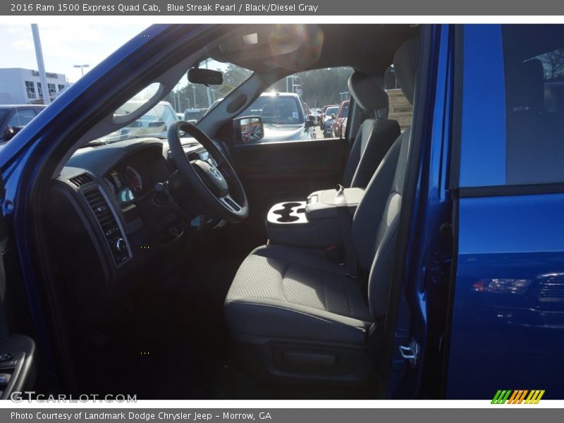 Blue Streak Pearl / Black/Diesel Gray 2016 Ram 1500 Express Quad Cab