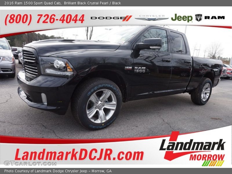 Brilliant Black Crystal Pearl / Black 2016 Ram 1500 Sport Quad Cab