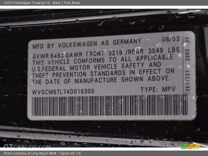 Black / Pure Beige 2004 Volkswagen Touareg V8