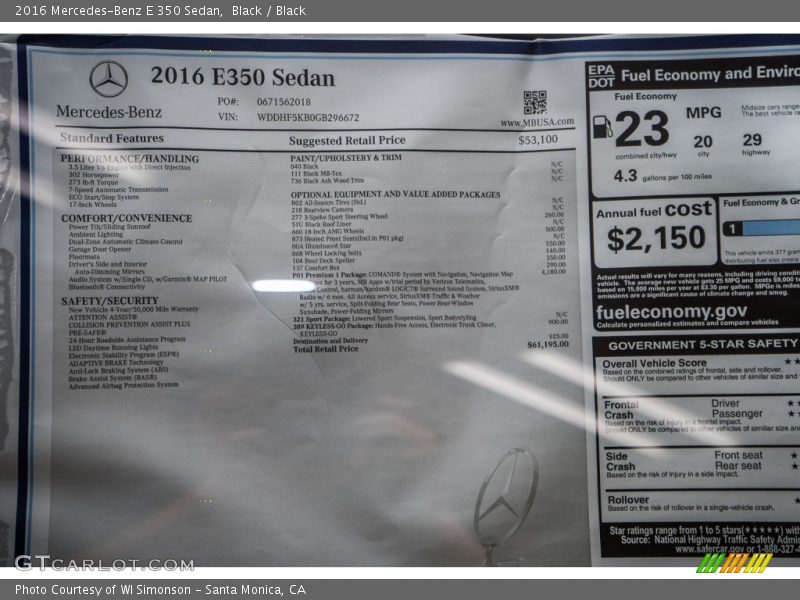Black / Black 2016 Mercedes-Benz E 350 Sedan