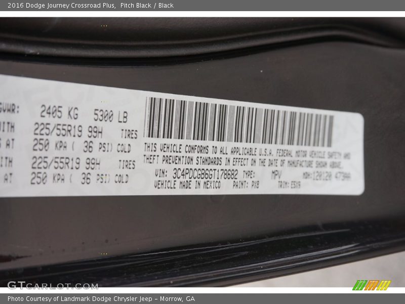 Pitch Black / Black 2016 Dodge Journey Crossroad Plus