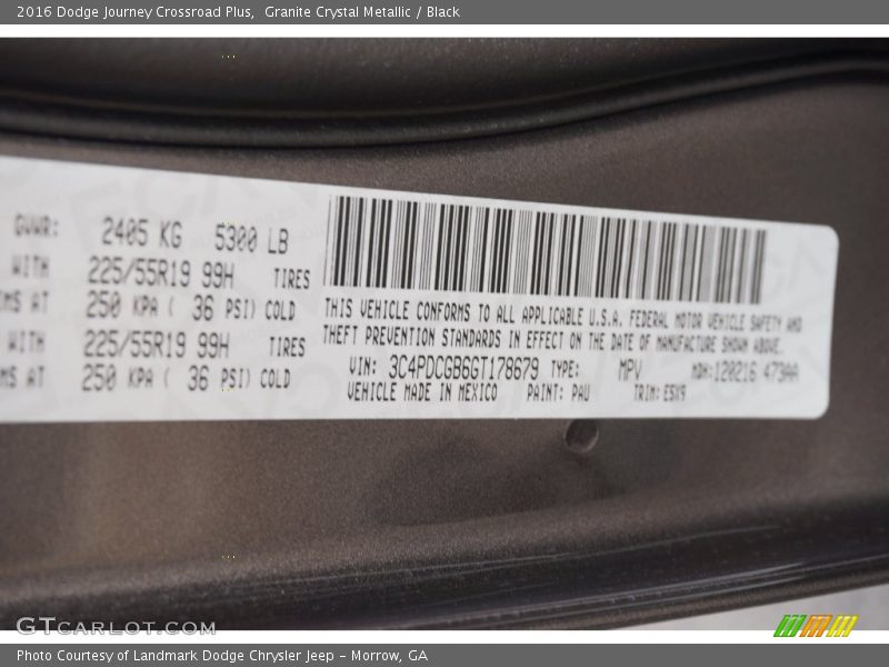 Granite Crystal Metallic / Black 2016 Dodge Journey Crossroad Plus