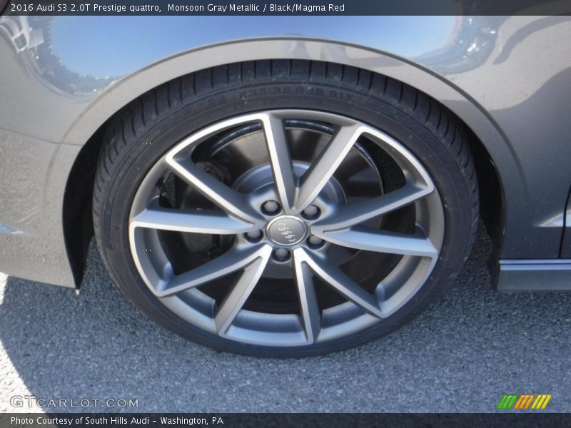 Monsoon Gray Metallic / Black/Magma Red 2016 Audi S3 2.0T Prestige quattro