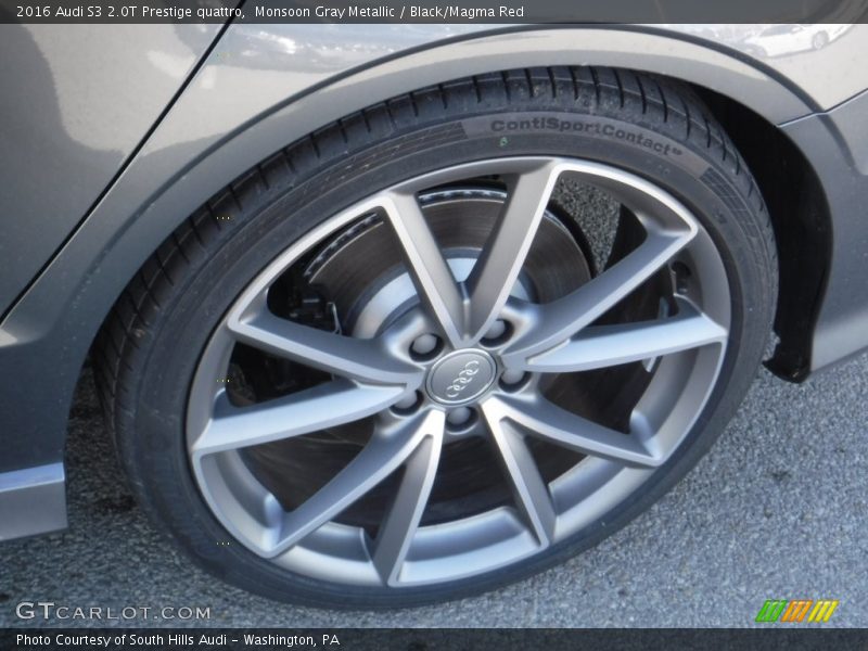 Monsoon Gray Metallic / Black/Magma Red 2016 Audi S3 2.0T Prestige quattro