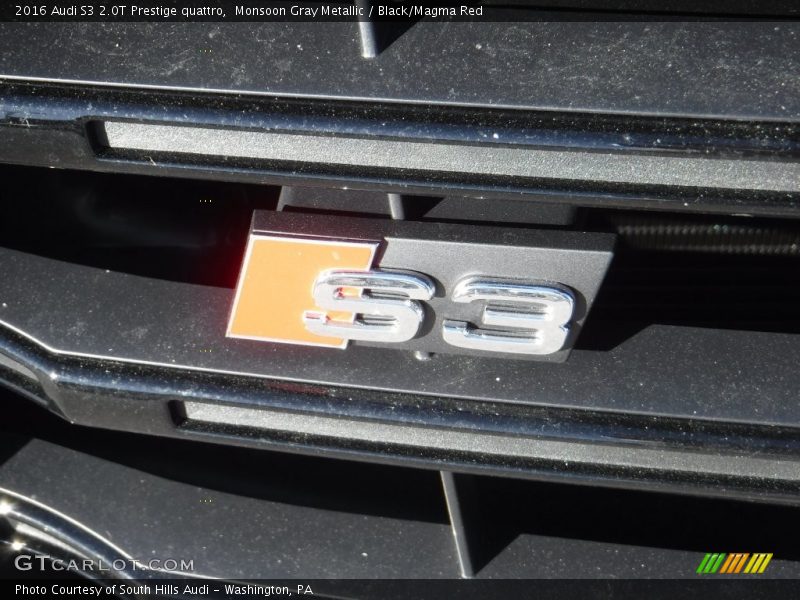Monsoon Gray Metallic / Black/Magma Red 2016 Audi S3 2.0T Prestige quattro