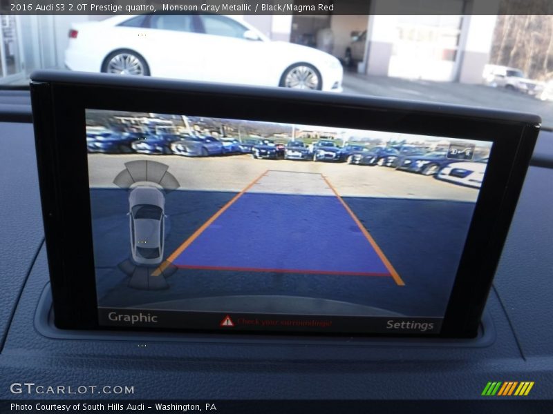 Monsoon Gray Metallic / Black/Magma Red 2016 Audi S3 2.0T Prestige quattro