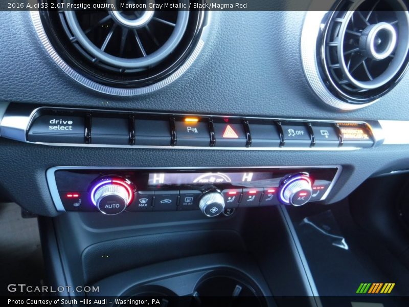 Monsoon Gray Metallic / Black/Magma Red 2016 Audi S3 2.0T Prestige quattro