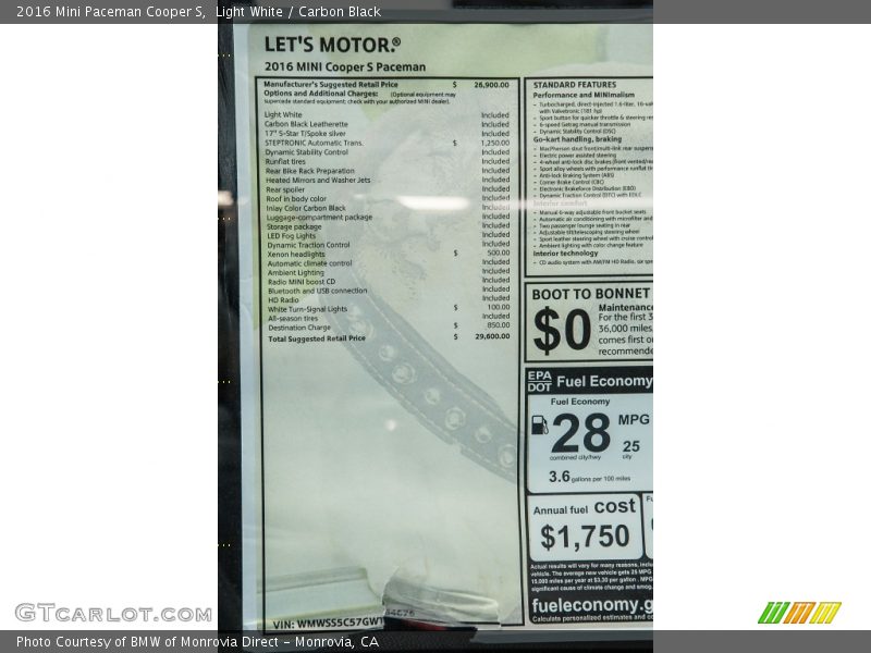Light White / Carbon Black 2016 Mini Paceman Cooper S