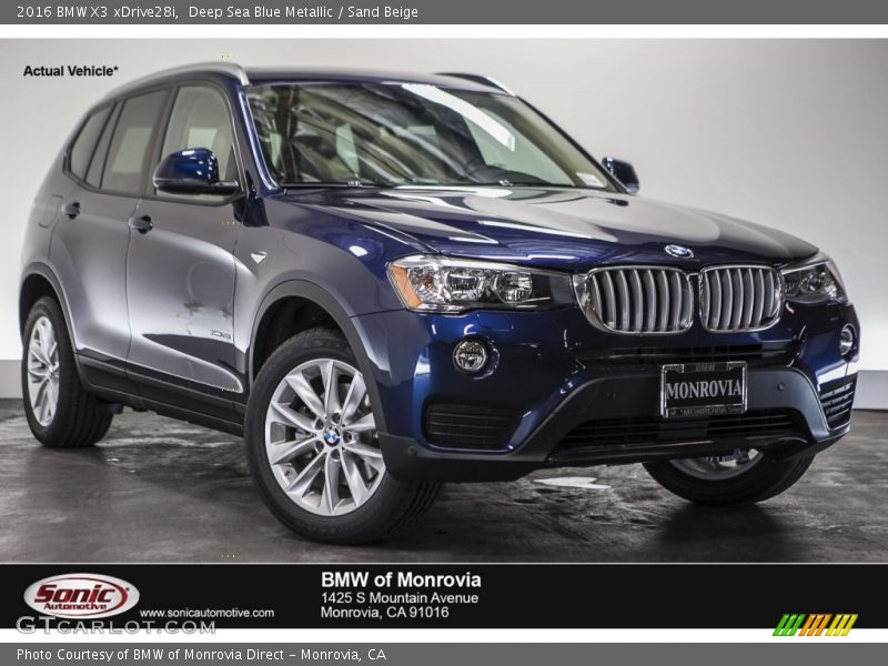 Deep Sea Blue Metallic / Sand Beige 2016 BMW X3 xDrive28i