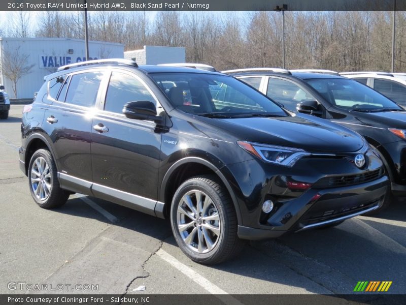 Black Sand Pearl / Nutmeg 2016 Toyota RAV4 Limited Hybrid AWD