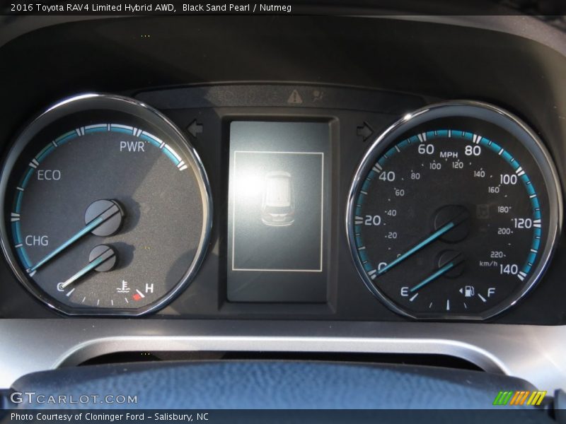 Black Sand Pearl / Nutmeg 2016 Toyota RAV4 Limited Hybrid AWD