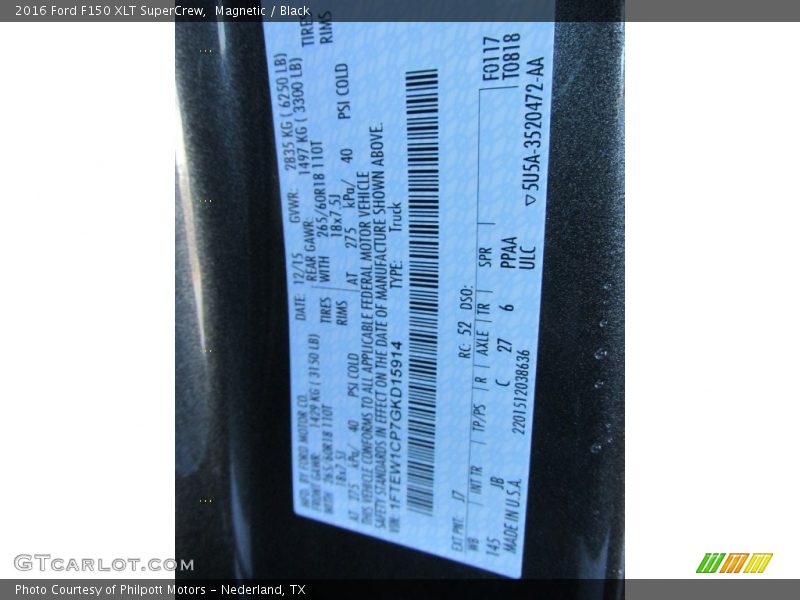 Magnetic / Black 2016 Ford F150 XLT SuperCrew