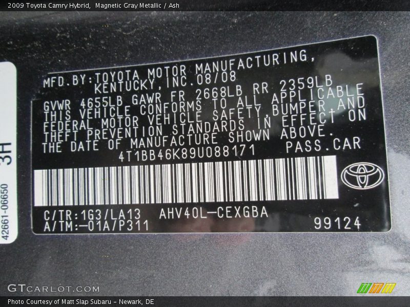 Magnetic Gray Metallic / Ash 2009 Toyota Camry Hybrid